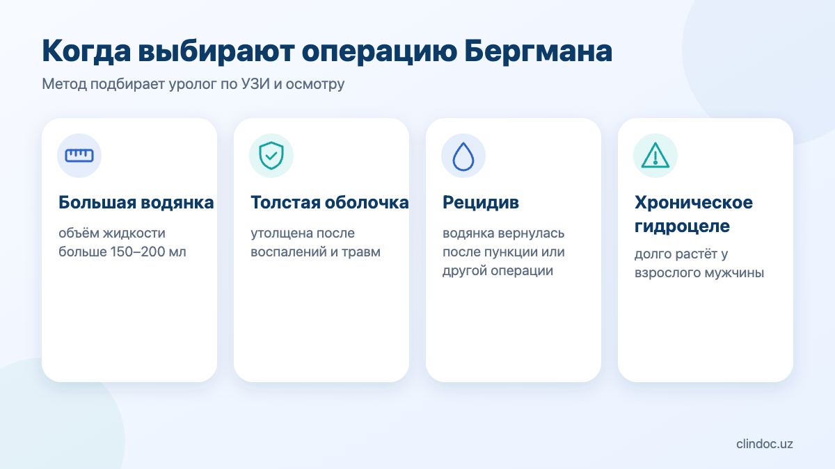 Показания к операции Бергмана при гидроцеле