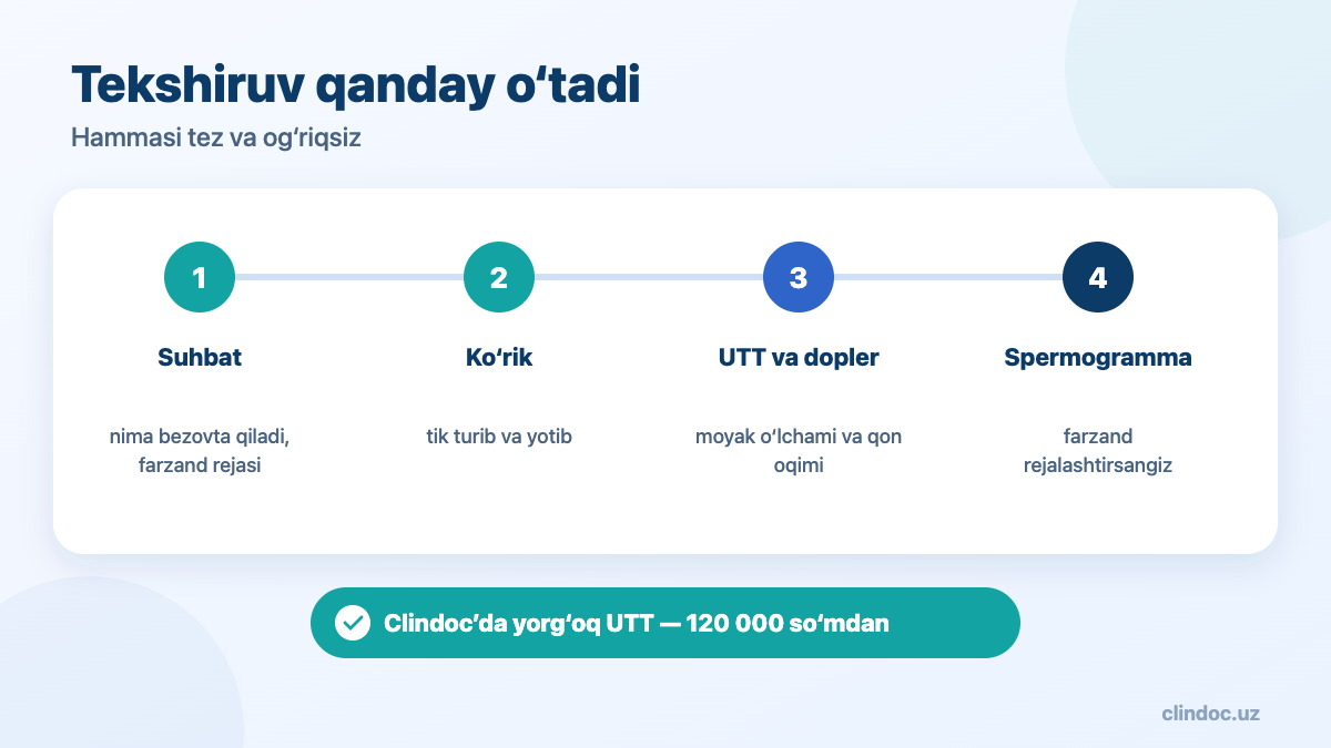 Varikotselede tekshiruv: UTT, dopler, spermogramma